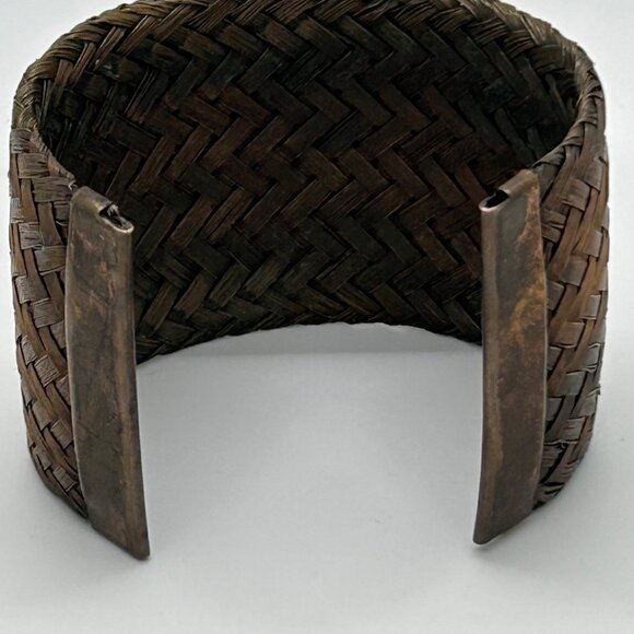 Sarah Cavender Metalworks Woven Copper-tone Cuff Bracelet Wide Design Handmade - Picture 9 of 11